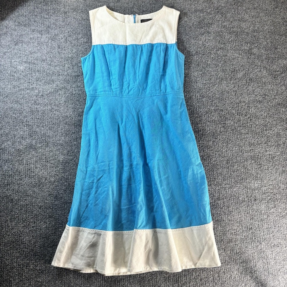 Pendleton Dress Womens 4‎ Petite Blue Colorblock Sleeveless A-Line Midi Summer